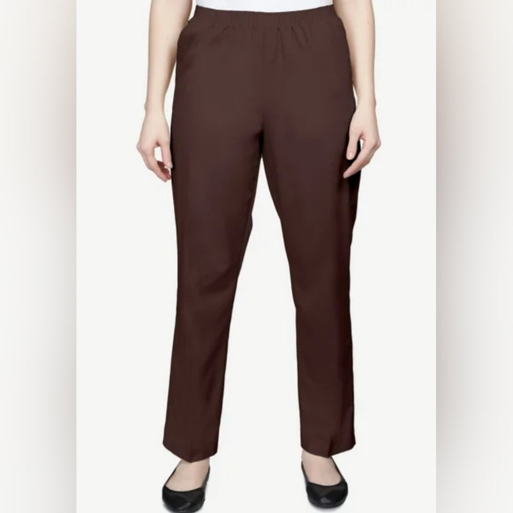 Alfred Dunner Women's Straight Leg Brown Pants